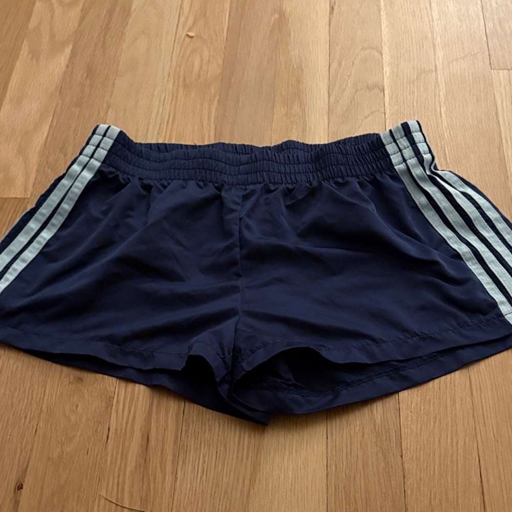 Edikted Navy Blue Athletic Shorts with Stripes